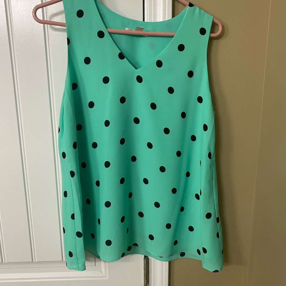 Cato Mint Green Tank Top with Black Polka Dots